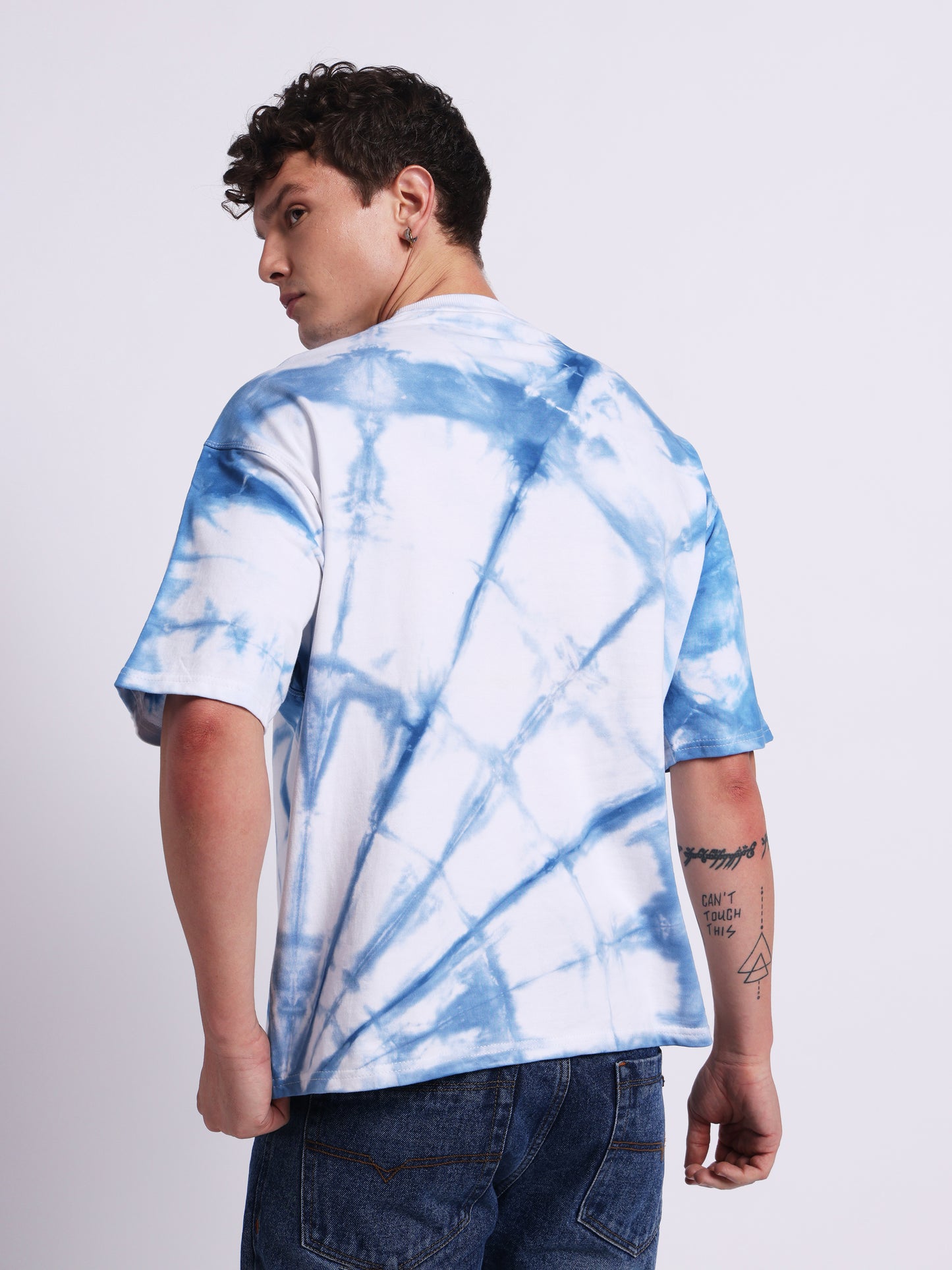 FROSTIDA Blue Tie-Dye (240 GSM) Oversized Tee Premium Streetwear T-Shirt Ultra Soft TEE