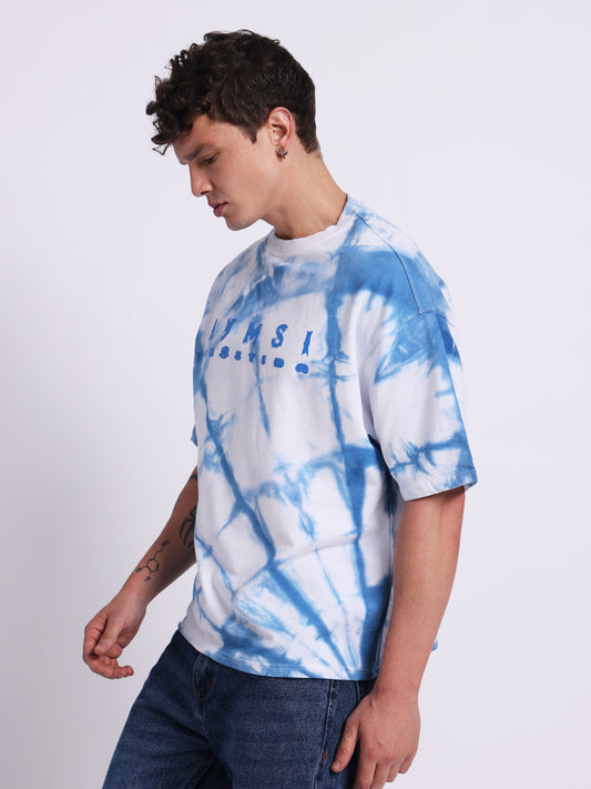 FROSTIDA Blue Tie-Dye (240 GSM) Oversized Tee Premium Streetwear T-Shirt Ultra Soft TEE