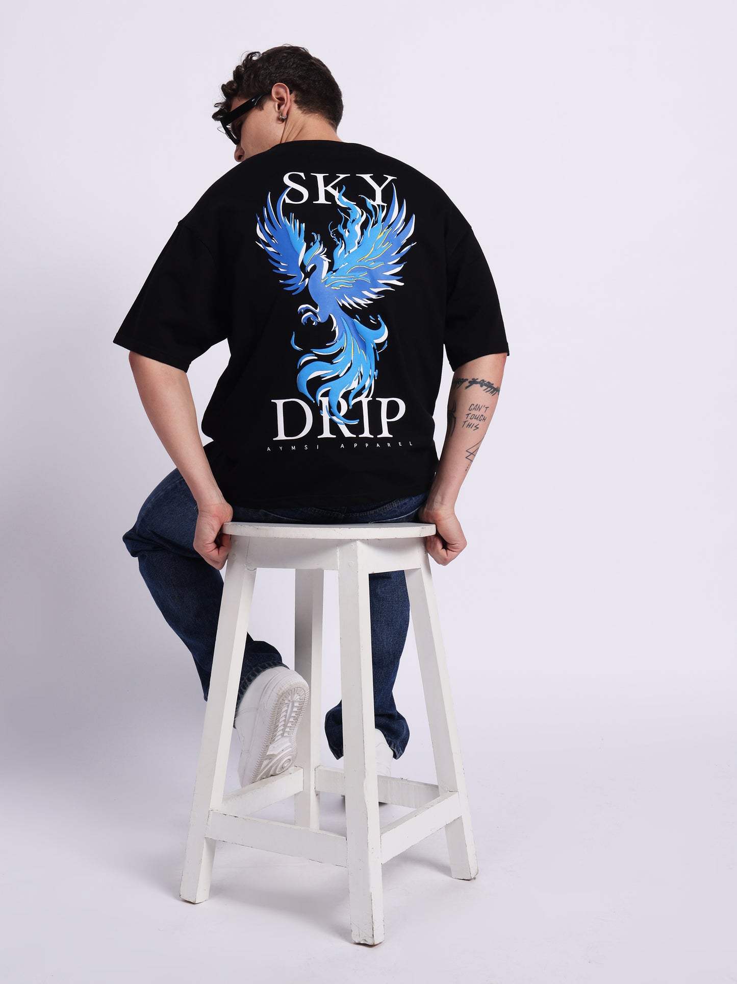 Dragon Sky Drip T-Shirt (240 GSM) – Oversized Streetwear with Phoenix Graphic & Puff Print (Ultra Soft Fabric)