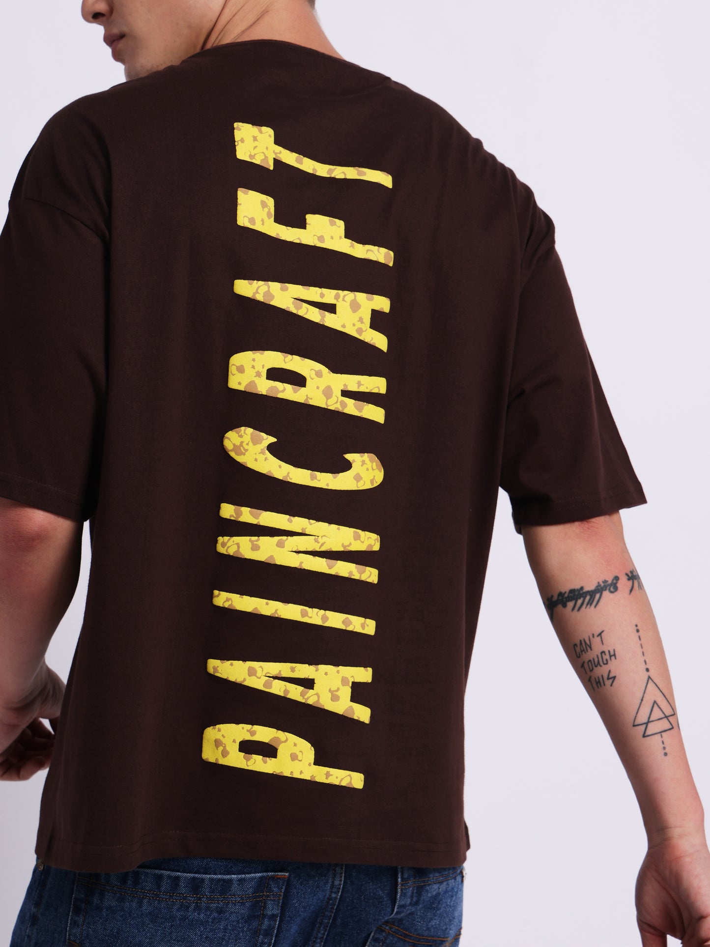 "PAINCRAFT" – (210 GSM) Oversized Streetwear T-Shirt Premium Cotton (Brown)