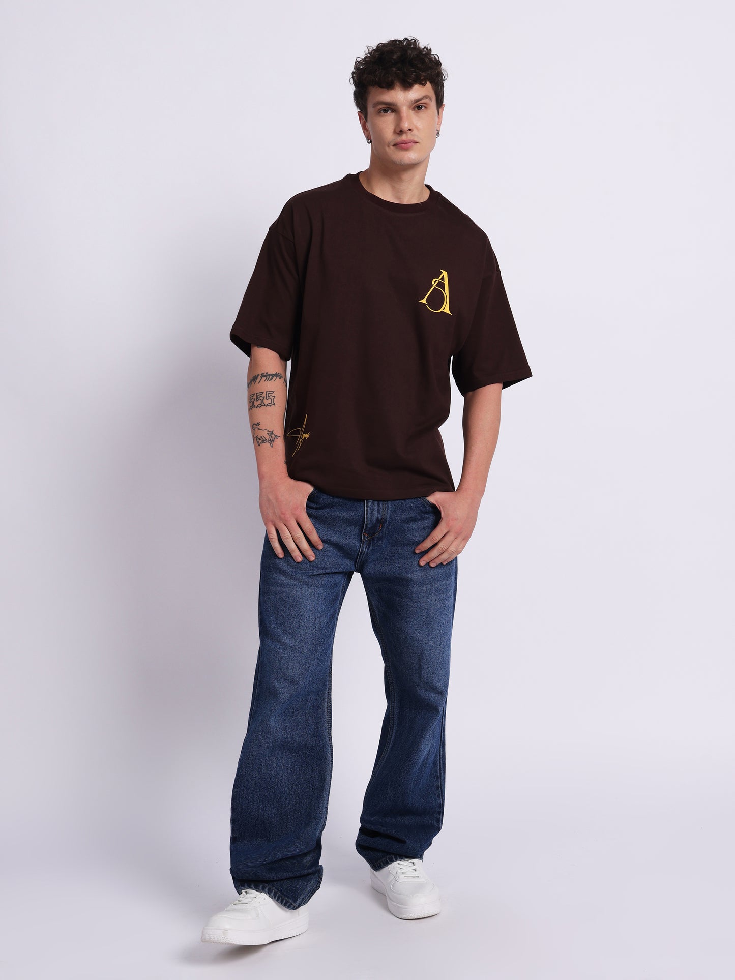 "PAINCRAFT" – (210 GSM) Oversized Streetwear T-Shirt Premium Cotton (Brown)