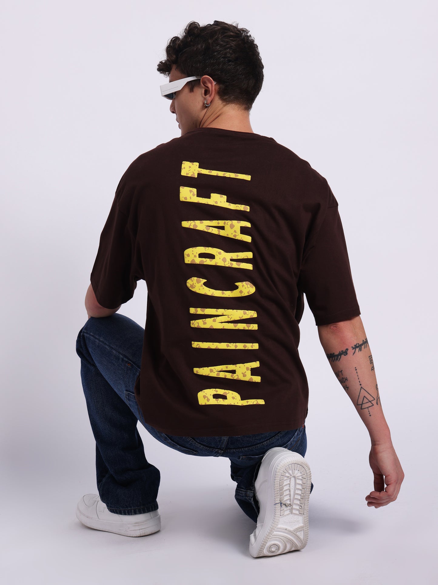 "PAINCRAFT" – (210 GSM) Oversized Streetwear T-Shirt Premium Cotton (Brown)