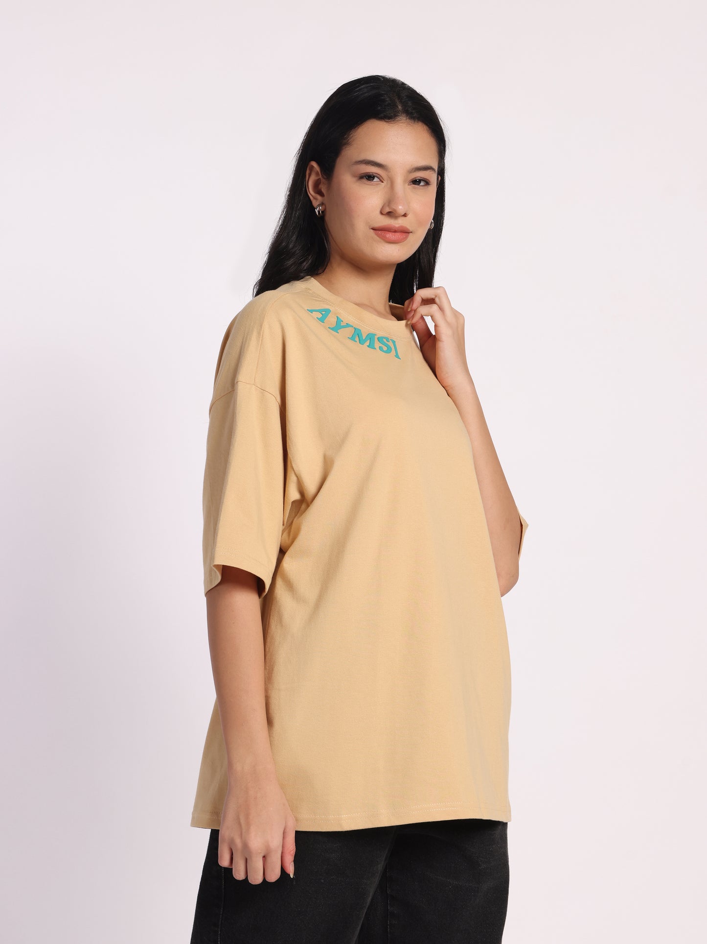 Dirty Money Oversized T-Shirt for Men & Women | Beige Cotton Tee with Dollar Bill Quote Print | Unisex Streetwear Fashion