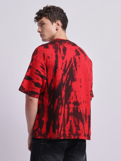 The BLAZORA – Red Tie-Dye Phoenix Shirt| 240 GSM | Oversized Streetwear for Creators & Rebels (ULTRA SOFT TEE)