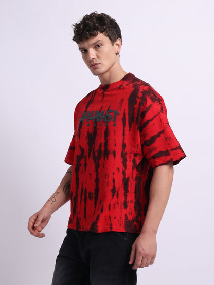 The BLAZORA – Red Tie-Dye Phoenix Shirt| 240 GSM | Oversized Streetwear for Creators & Rebels (ULTRA SOFT TEE)