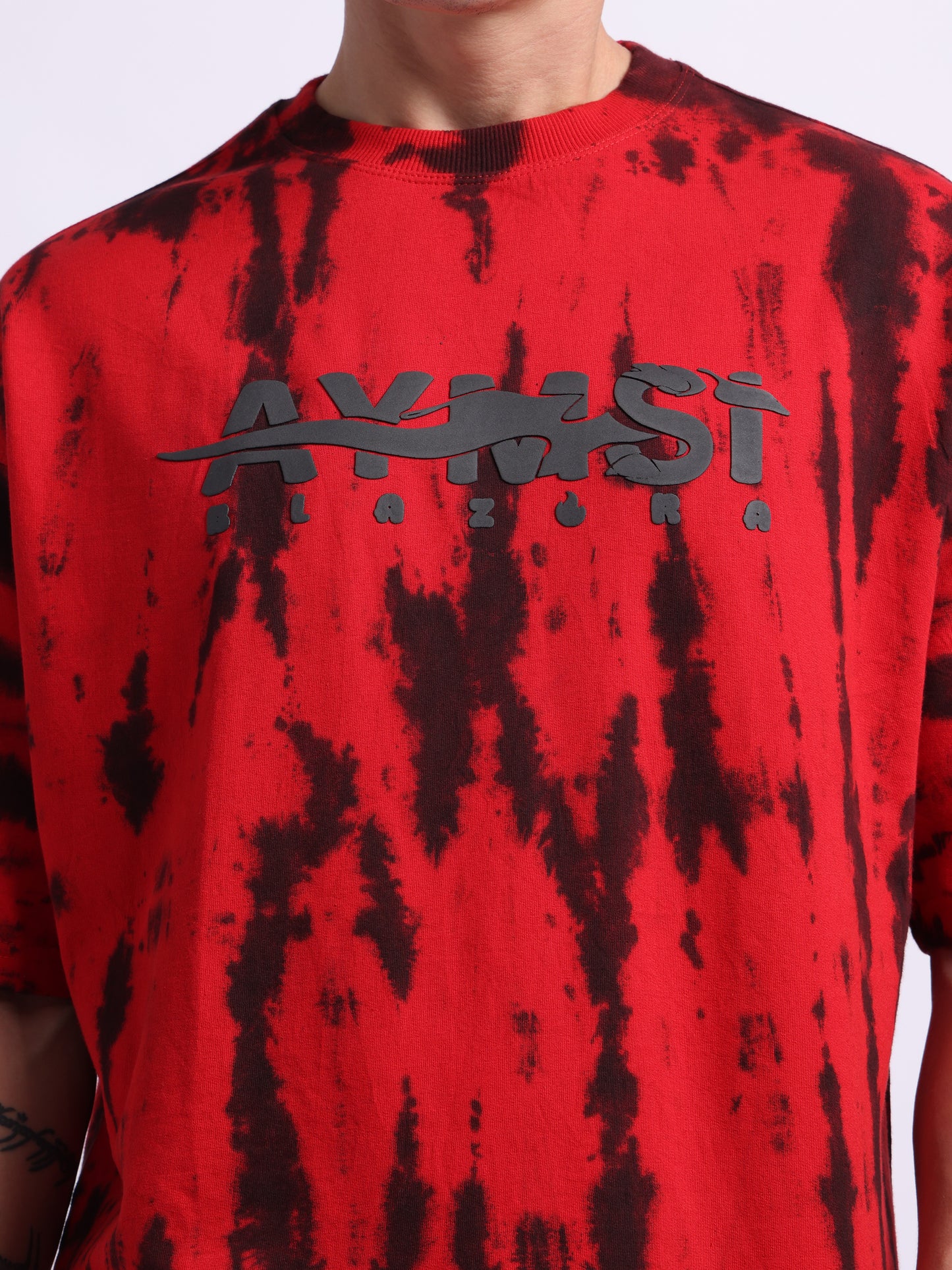 The BLAZORA – Red Tie-Dye Phoenix Shirt| 240 GSM | Oversized Streetwear for Creators & Rebels (ULTRA SOFT TEE)