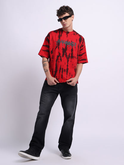 The BLAZORA – Red Tie-Dye Phoenix Shirt| 240 GSM | Oversized Streetwear for Creators & Rebels (ULTRA SOFT TEE)