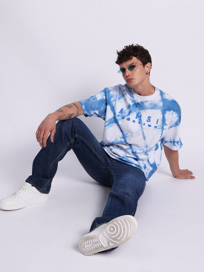 FROSTIDA Blue Tie-Dye (240 GSM) Oversized Tee  Premium Streetwear T-Shirt Ultra Soft TEE