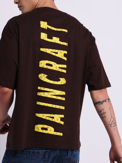 "PAINCRAFT" – (210 GSM) Oversized Streetwear T-Shirt  Premium Cotton (Brown)