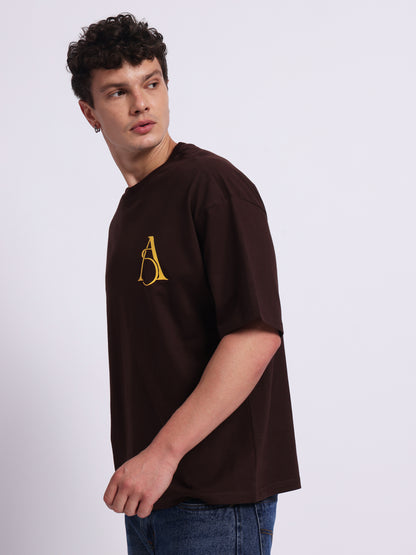"PAINCRAFT" – (210 GSM) Oversized Streetwear T-Shirt  Premium Cotton (Brown)