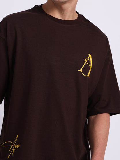 "PAINCRAFT" – (210 GSM) Oversized Streetwear T-Shirt  Premium Cotton (Brown)