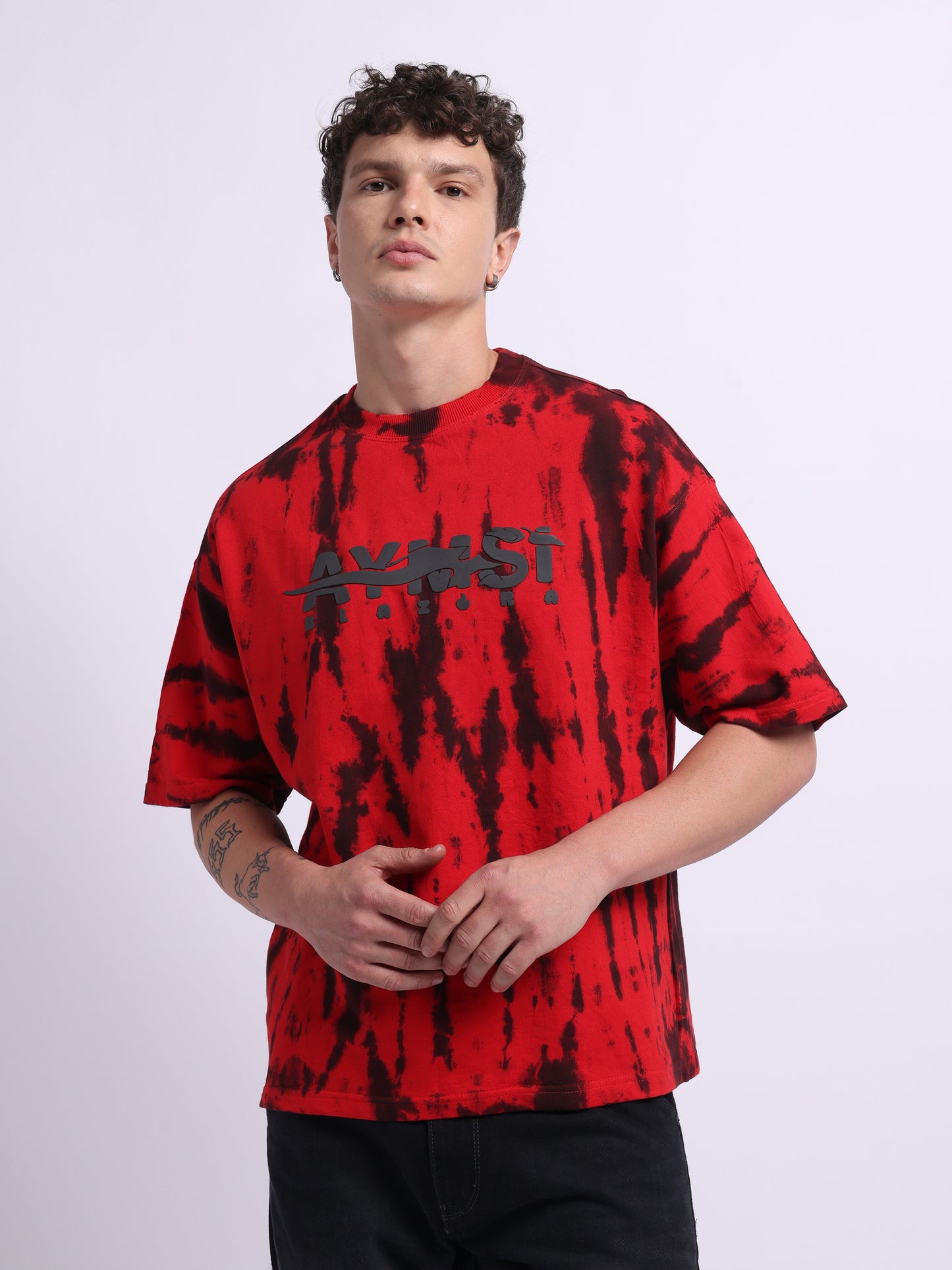 The BLAZORA – Red Tie-Dye Phoenix Shirt| 240 GSM | Oversized Streetwear for Creators & Rebels (ULTRA SOFT TEE)
