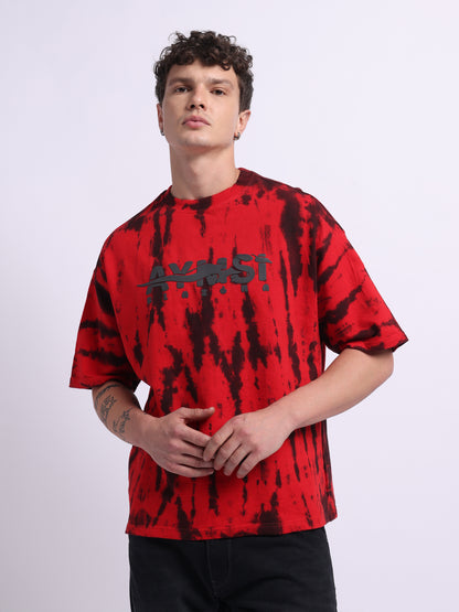 The BLAZORA – Red Tie-Dye Phoenix Shirt| 240 GSM | Oversized Streetwear for Creators & Rebels (ULTRA SOFT TEE)