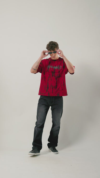 The BLAZORA – Red Tie-Dye Phoenix Shirt| 240 GSM | Oversized Streetwear for Creators & Rebels (ULTRA SOFT TEE)